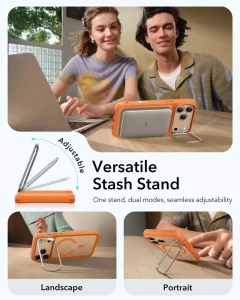 iPhone 17 Pro Max Bundle Classic Hybrid Magnetic Case Camera Control Stash Stand and Armorite Screen Protector Frosted Orange ESR 226777782.jpg