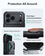 ESR-Cyber Tough Magnetic Case (Camera Control, Stash Stand) - Navy Blue - Image 11