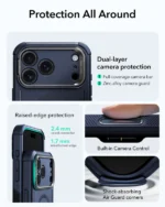 ESR-Cyber Tough Magnetic Case (Camera Control, Stash Stand) - Navy Blue - Image 3