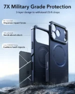ESR-Cyber Tough Magnetic Case (Camera Control, Stash Stand) - Navy Blue - Image 4
