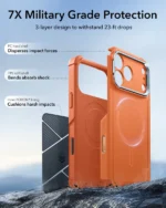 ESR-Cyber Tough Magnetic Case (Camera Control, Stash Stand) - Orange - Image 4