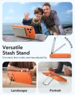 ESR-Cyber Tough Magnetic Case (Camera Control, Stash Stand) - Orange - Image 5