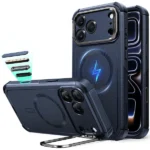 ESR-Cyber Tough Magnetic Case (Camera Control, Stash Stand) - Navy Blue