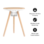 Cymbal Multifunctional Foldable Smart Table With Wireless Charging, Speakers, USB-C Ports, and LED Lighting Effects - Momax - Image 2
